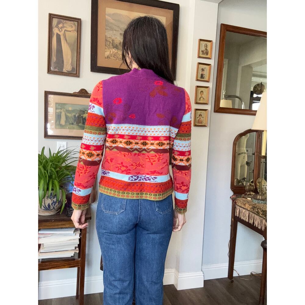Vintage 90s Oilily sweater colorful soft knit Made in Italy mock neck - Picture 3 of 12
